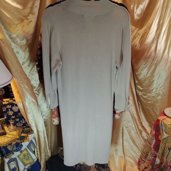 Calvin Klein Cream Sheath Dress with Cuffed Long Sleeves - Picture 3 of 5